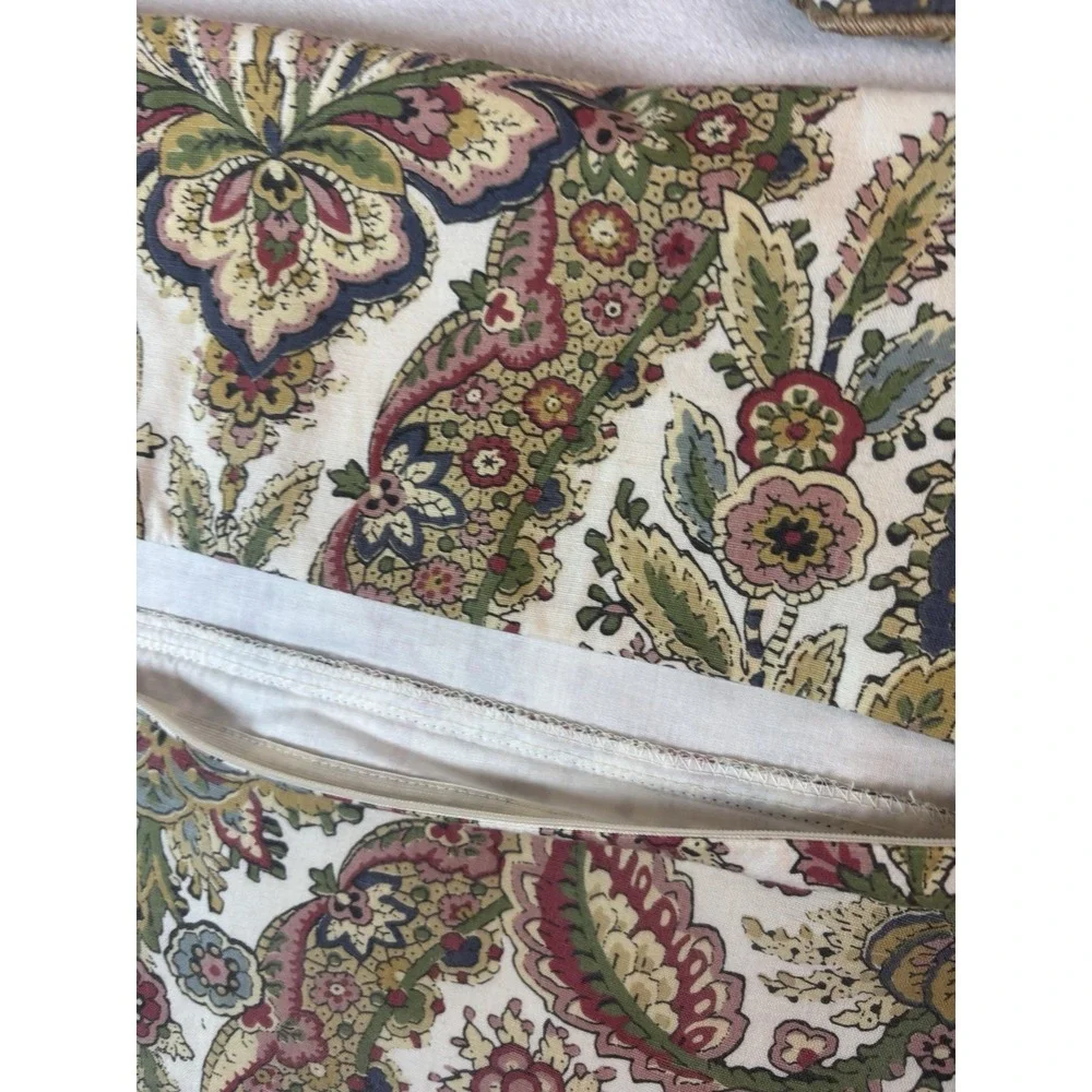 Pottery Barn Pillow‎ Shams 22x22 Pair Multicolor Cotton Floral W/ Jute Piping
